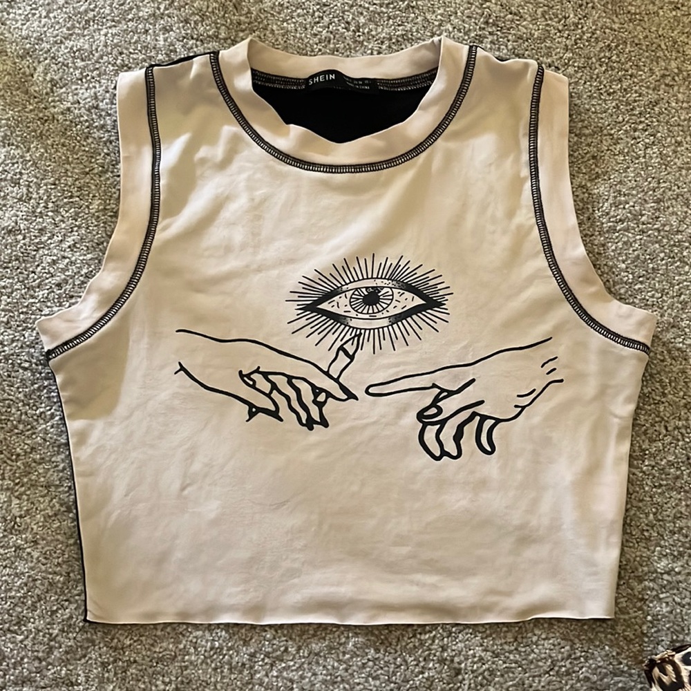 Shein 420 blunt hand and eye print tank top sz small